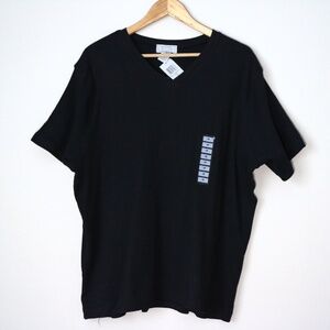 Black V-Neck Short Sleeve Tee Shirt Plus Size